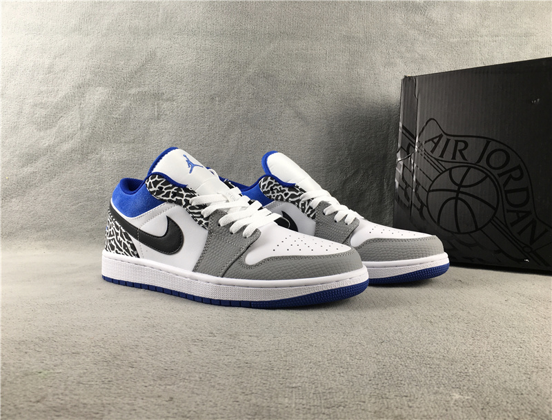 2022 Air Jordan 1 Low Grey White Black Blue Shoes